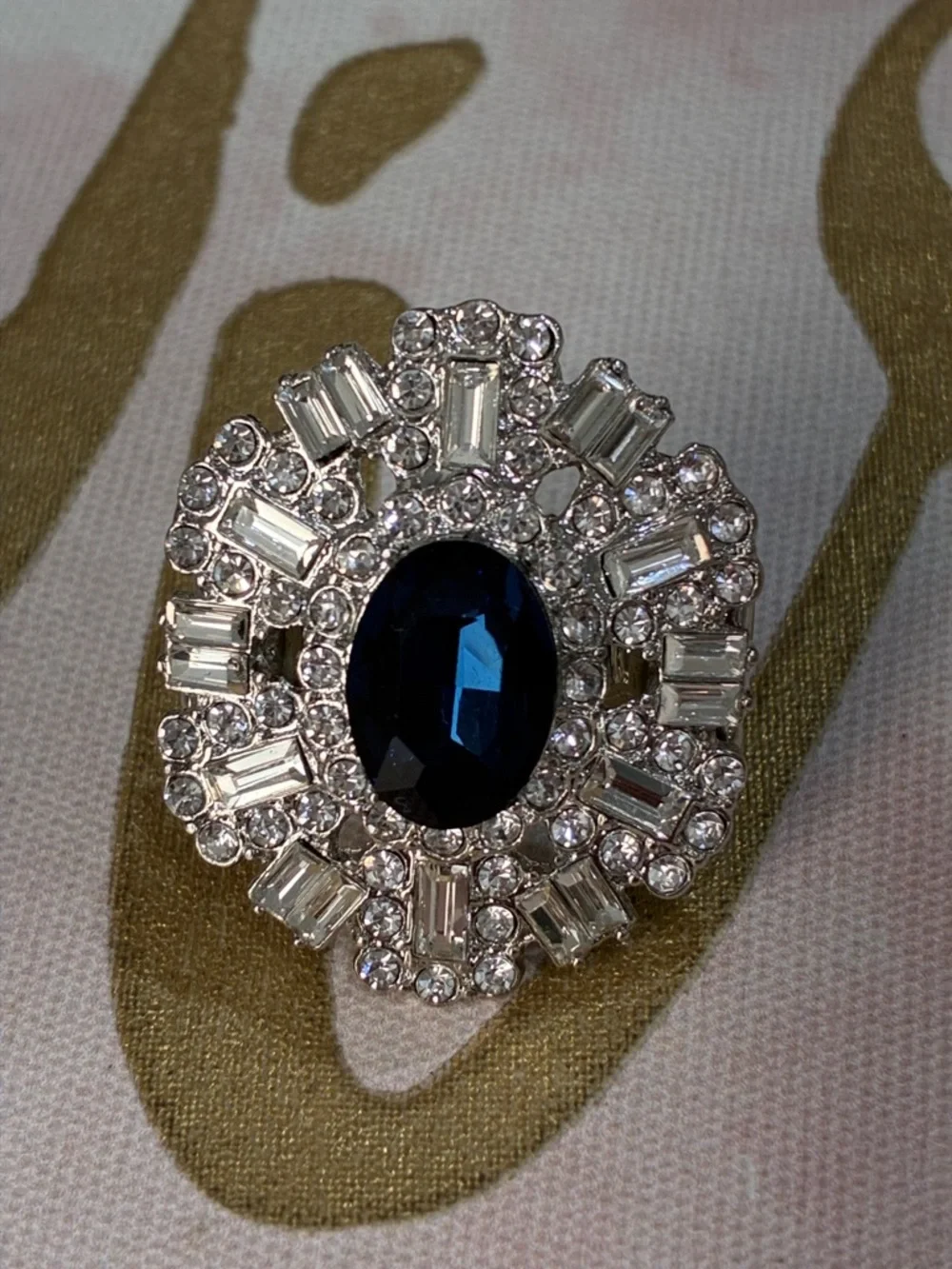 Elegant Blue Crystal Statement Ring - Women Jewelry
